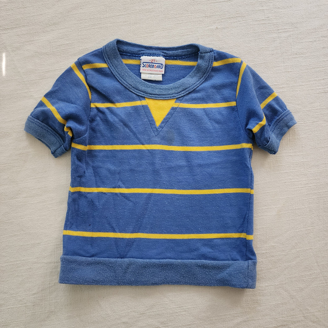 Vintage Blue/Yellow Striped Shirt 18-24 months