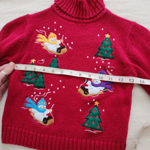 Load image into Gallery viewer, Vintage Sledding Snowmen Knit Turtleneck Sweater 5t/6
