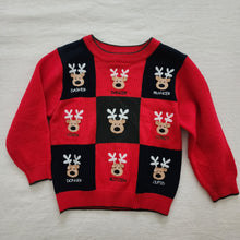 Load image into Gallery viewer, Vintage Reindeer Knit Checkerboard Sweater 4t
