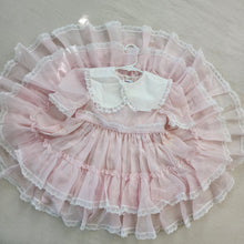 Load image into Gallery viewer, Vintage Martha&#39;s Miniatures Pink Semi-Sheer Full Circle Dress 5t/6
