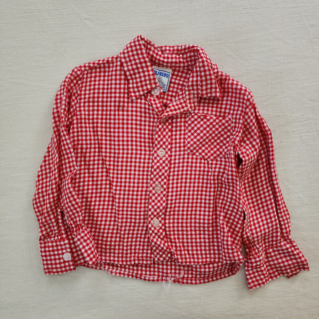 Vintage Red Gingham Buttondown Shirt 2t/3t