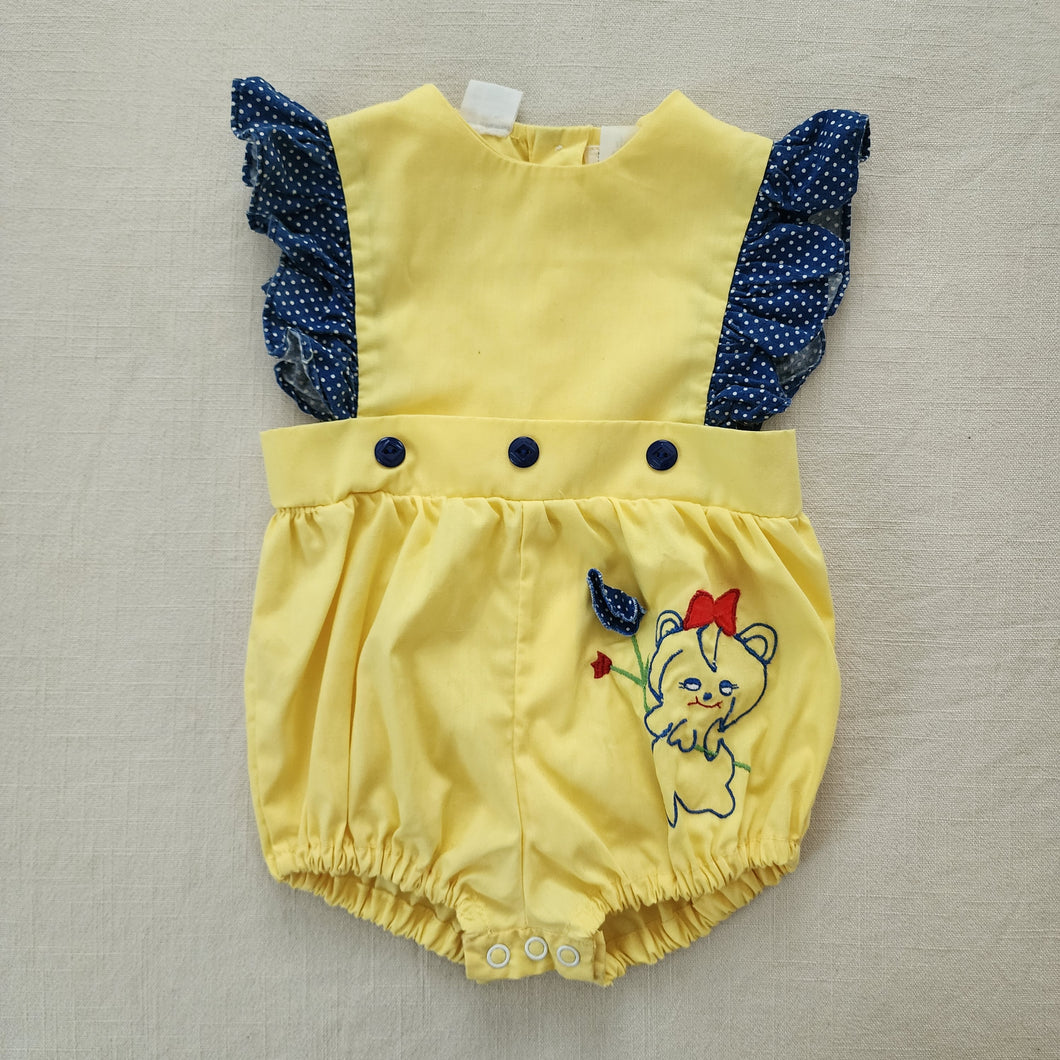 Vintage Yellow Romper Puppy Applique 9-12 months