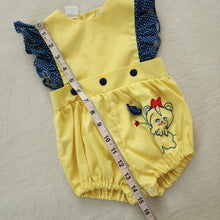 Load image into Gallery viewer, Vintage Yellow Romper Puppy Applique 9-12 months
