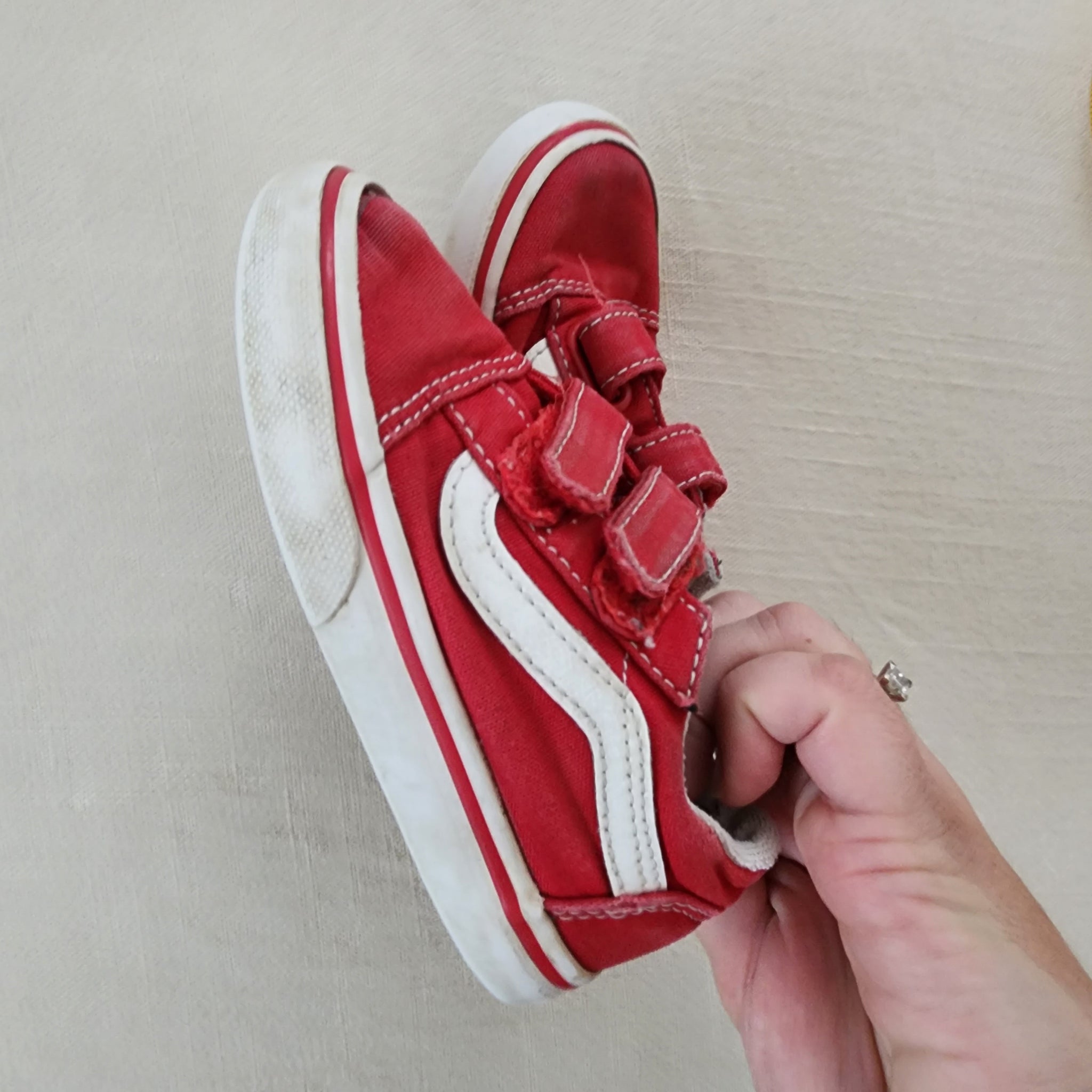 VANS Red Velcro Shoes toddler 7 play