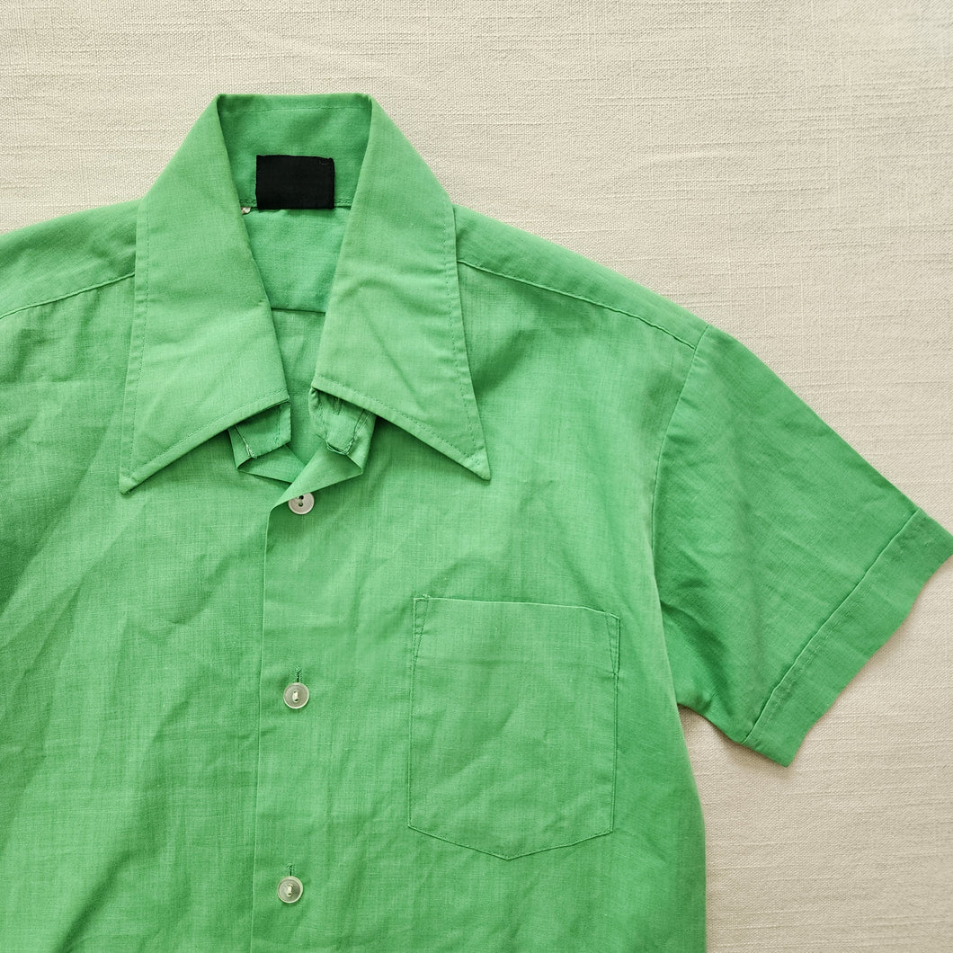 Vintage 70s Green Buttondown Shirt kids 10