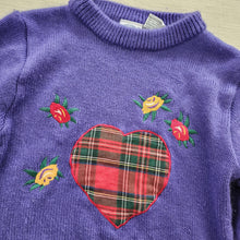 Load image into Gallery viewer, Vintage Plaid Heart Knit Sweater 4t
