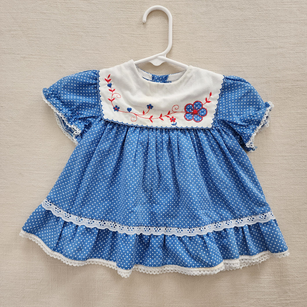Vintage Sears Blue Dotted Dress 6-9 months