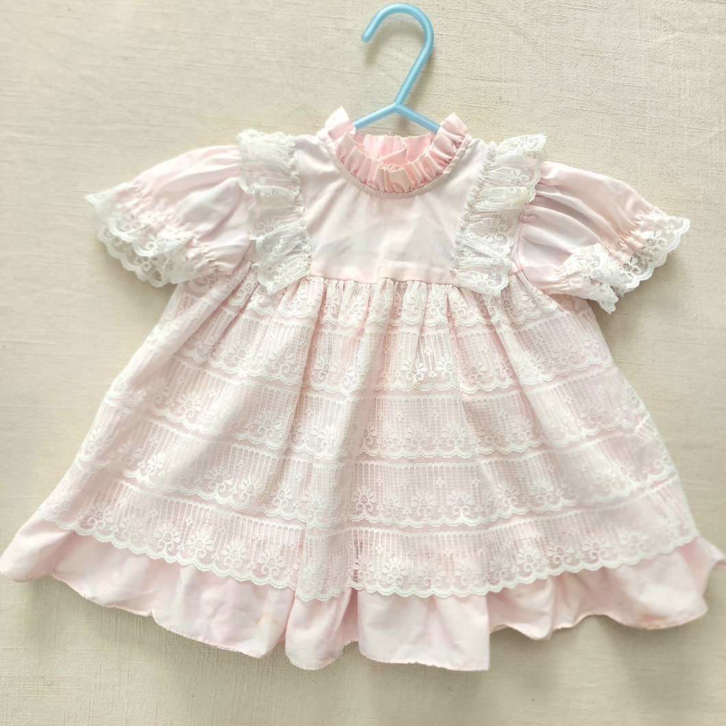 Vintage Lace Frilly Pink Dress 18 months