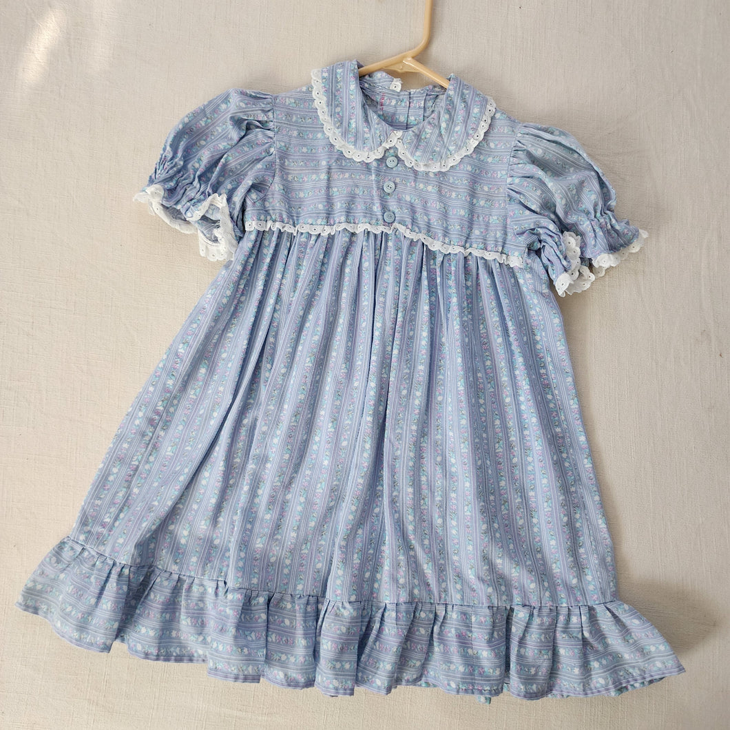 Vintage Pale Blue Floral Dress kids 6