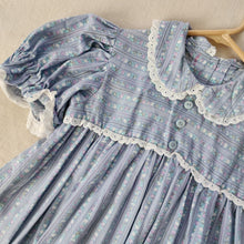 Load image into Gallery viewer, Vintage Pale Blue Floral Dress kids 6
