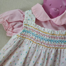 Load image into Gallery viewer, Vintage Floral Smocked Pinafore/Dress Set 6-9 months
