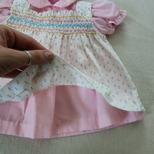 Load image into Gallery viewer, Vintage Floral Smocked Pinafore/Dress Set 6-9 months
