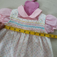 Load image into Gallery viewer, Vintage Floral Smocked Pinafore/Dress Set 6-9 months
