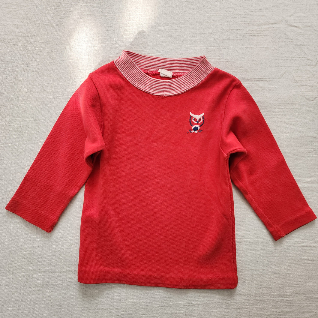 Vintage 60s Owl Red Long Sleeve 3t