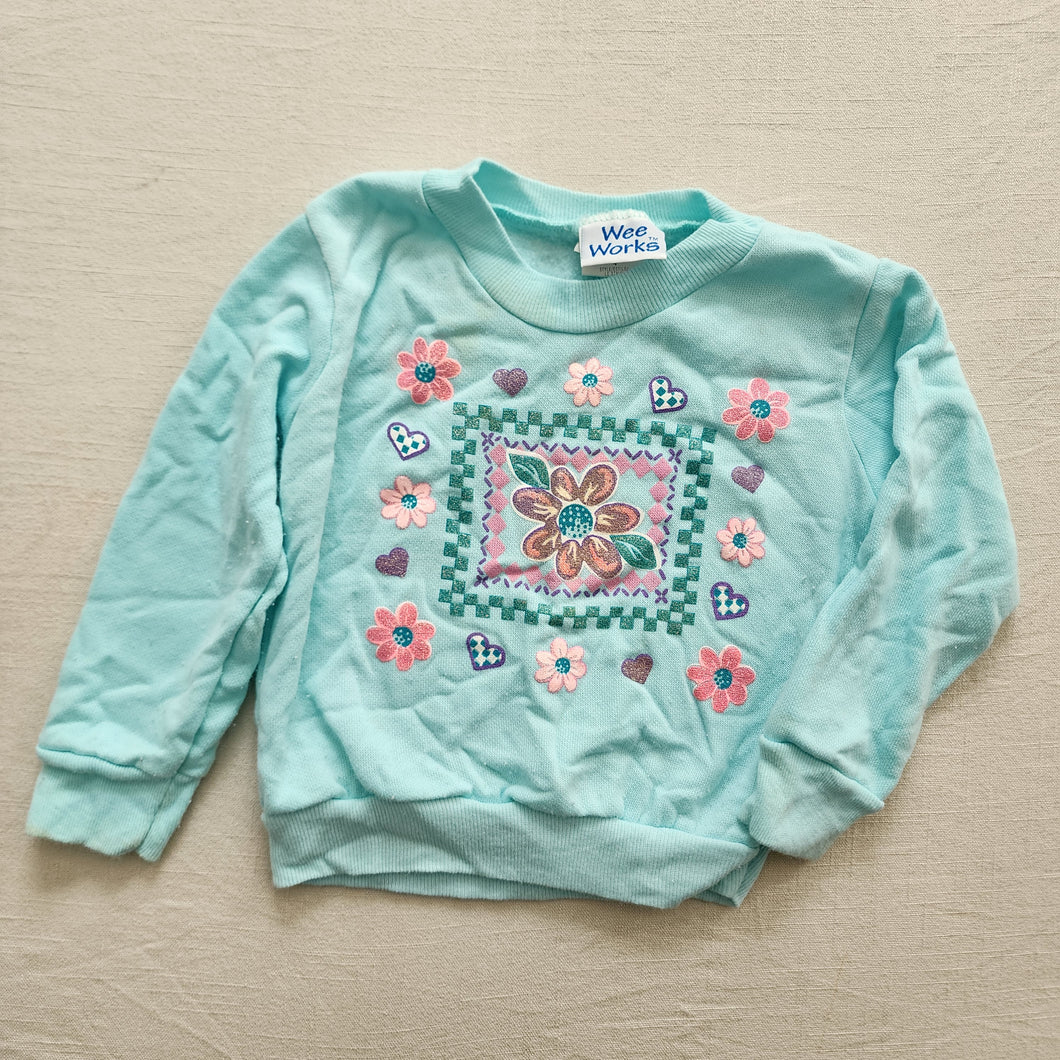 Vintage Floral Blue Sweater/Shirt 3t