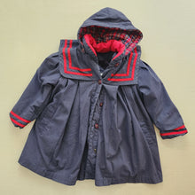 Load image into Gallery viewer, Vintage Navy/Red Hooded Coat 4t
