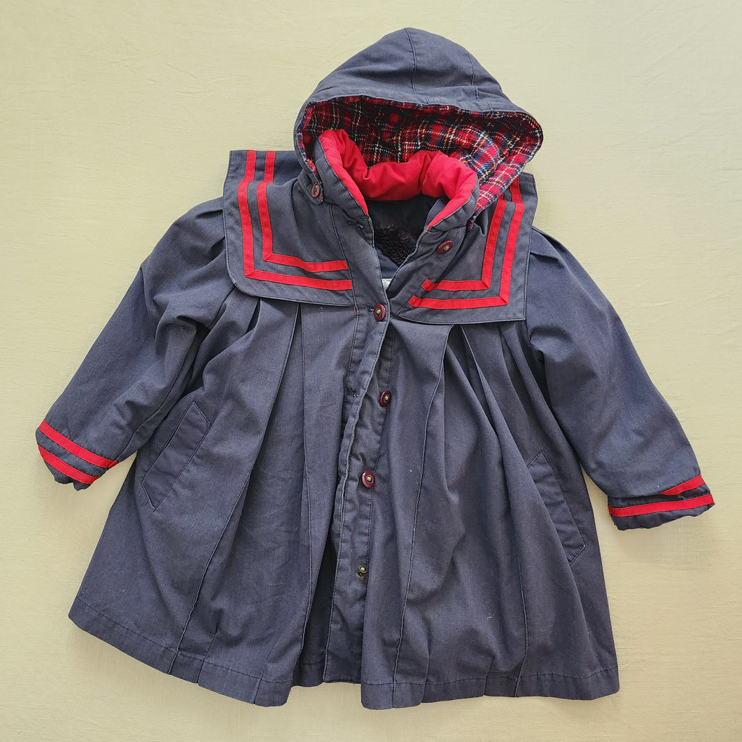 Vintage Navy/Red Hooded Coat 4t