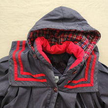 Load image into Gallery viewer, Vintage Navy/Red Hooded Coat 4t
