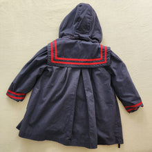 Load image into Gallery viewer, Vintage Navy/Red Hooded Coat 4t
