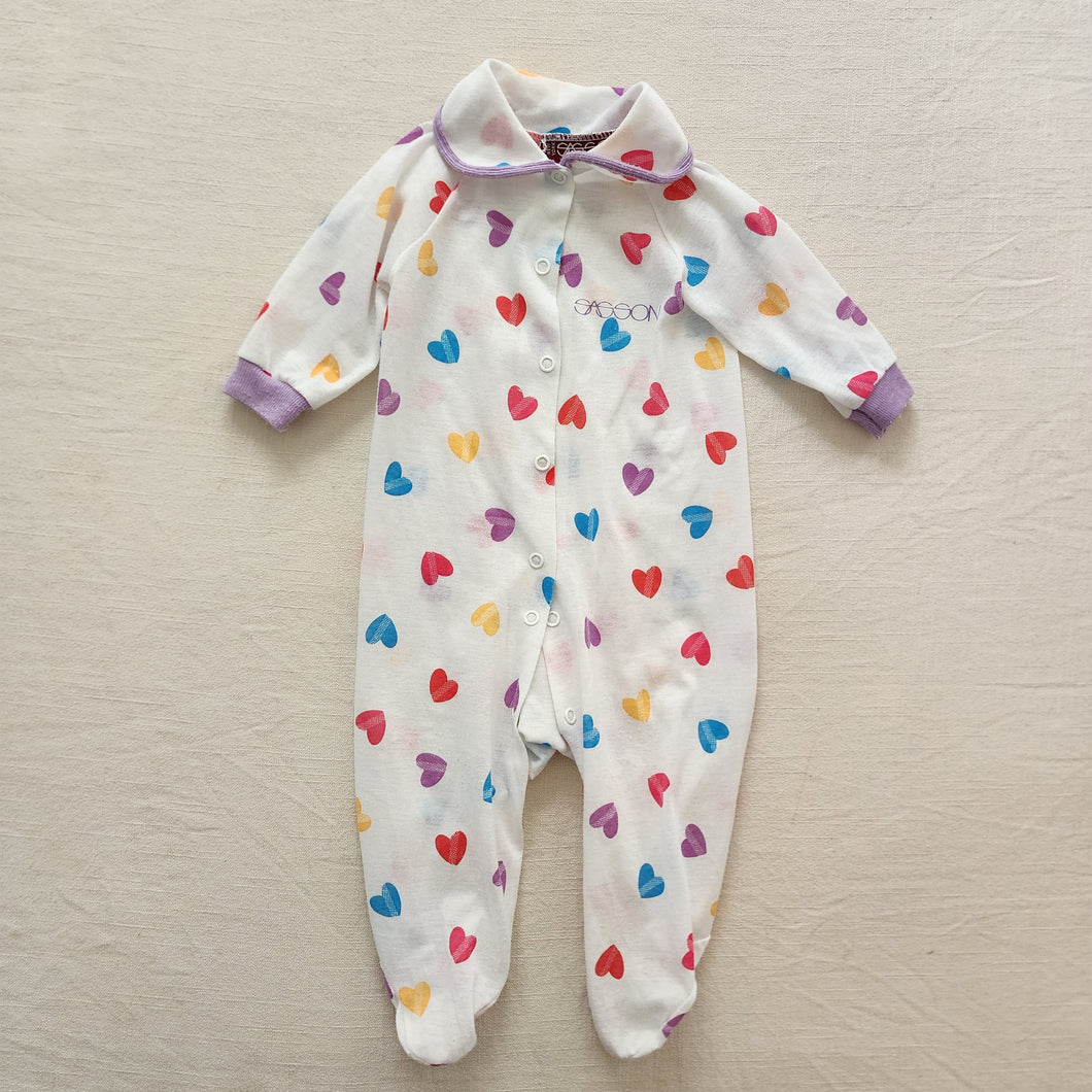 Vintage Heart Footed PJs 3-6 months