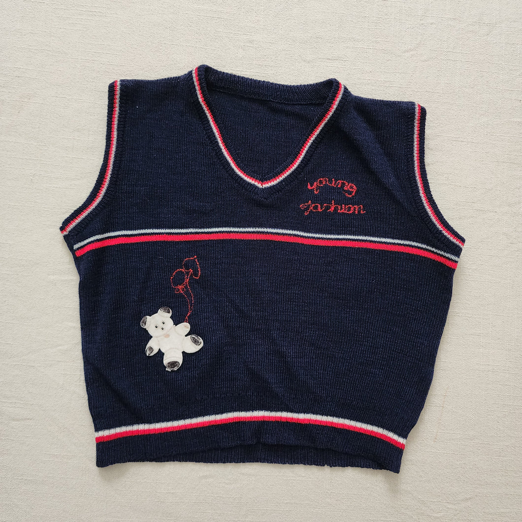 Vintage Navy Bear Knit Vest 3t/4t