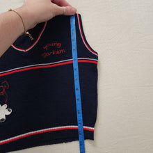 Load image into Gallery viewer, Vintage Navy Bear Knit Vest 3t/4t
