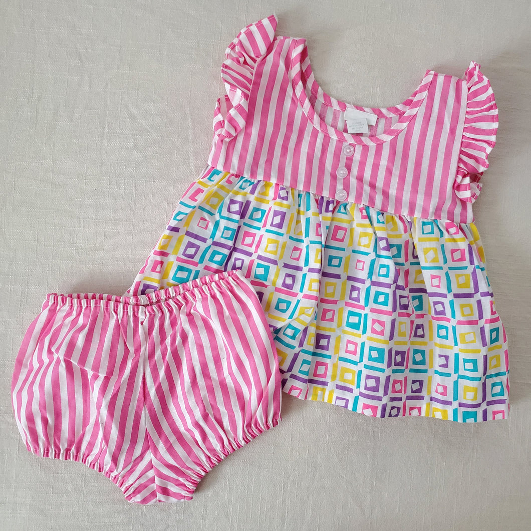 Vintage Pattern Dress + Bloomers Set 12 months