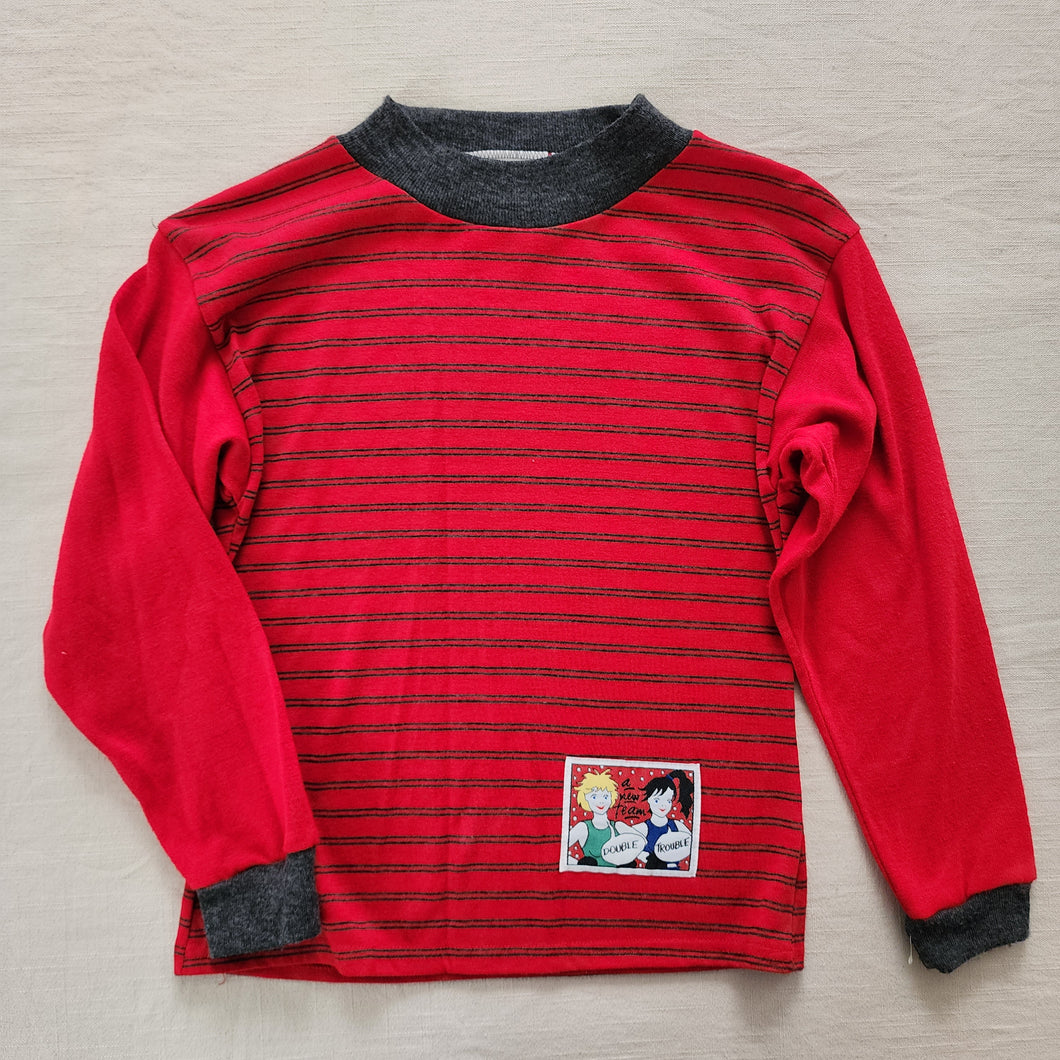 Vintage Red Striped Long Sleeve Shirt kids 7/8