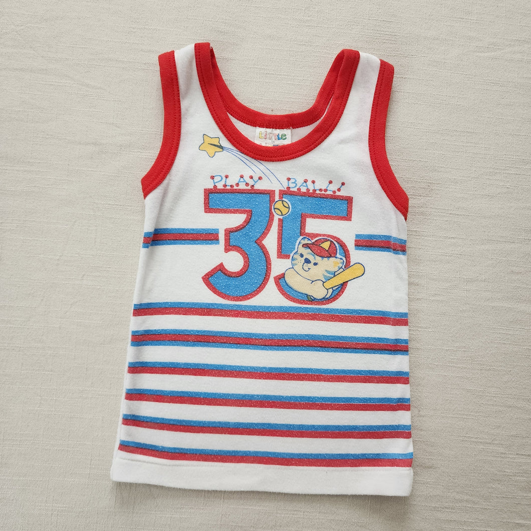 Vintage Baseball Cat Tank Top 2t/3t