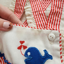 Load image into Gallery viewer, Vintage Whale Girly Overalls 18 months
