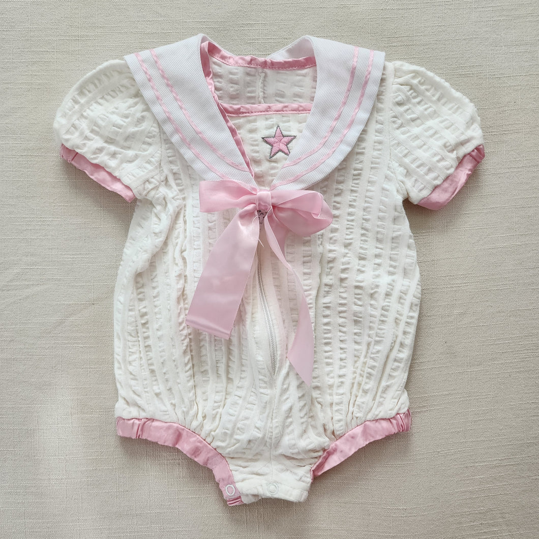 Vintage Nautical Pink Romper 9-12 months