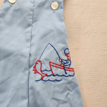 Load image into Gallery viewer, Vintage Fisherman Embroidered Romper 2t
