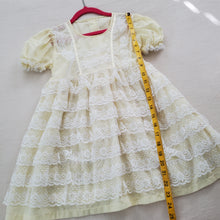 Load image into Gallery viewer, Vintage Pastel Yellow Tier Lace Dress 5t/6
