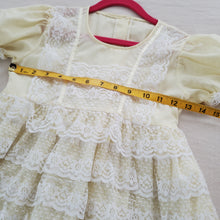 Load image into Gallery viewer, Vintage Pastel Yellow Tier Lace Dress 5t/6
