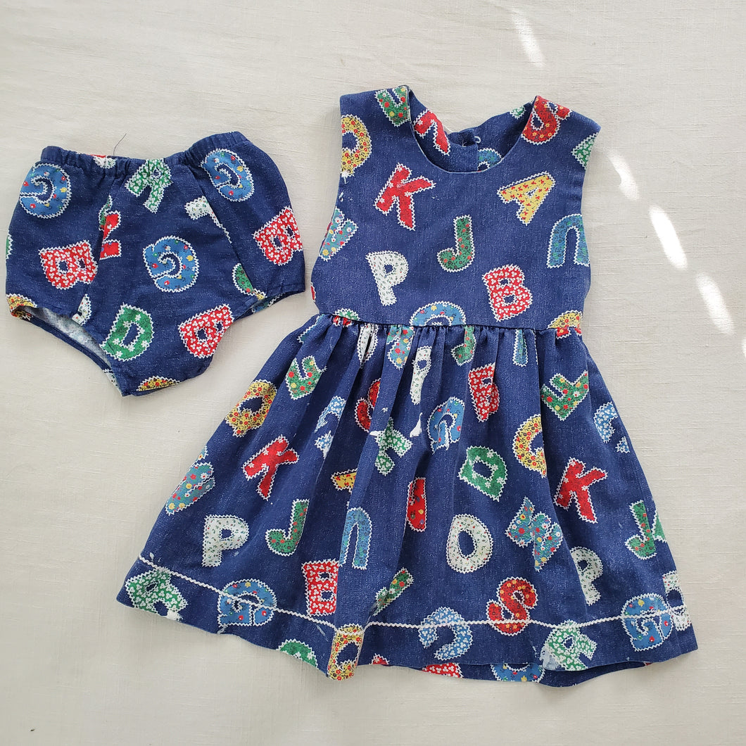 Vintage Alphabet Dress/Bloomers 4t/5t