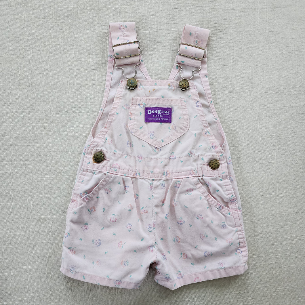 Vintage Oshkosh Floral Pink Shortalls 6-9 months