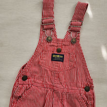 Load image into Gallery viewer, Vintage Oshkosh Red Engineer Striped Overalls 3t
