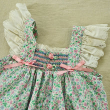 Load image into Gallery viewer, Vintage Floral Smocked Romper 3-6 months
