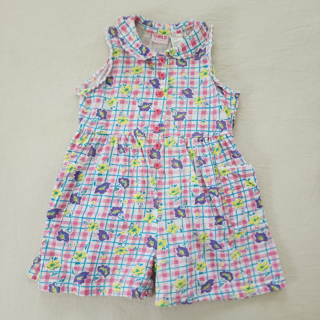 Vintage Floral Plaid Romper 5t