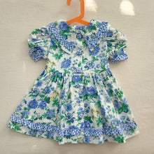 Load image into Gallery viewer, Vintage Blue Floral Gingham Dress 2t+
