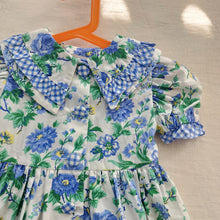 Load image into Gallery viewer, Vintage Blue Floral Gingham Dress 2t+
