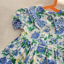 Load image into Gallery viewer, Vintage Blue Floral Gingham Dress 2t+
