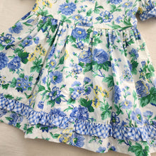 Load image into Gallery viewer, Vintage Blue Floral Gingham Dress 2t+
