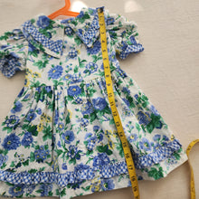 Load image into Gallery viewer, Vintage Blue Floral Gingham Dress 2t+
