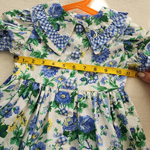 Load image into Gallery viewer, Vintage Blue Floral Gingham Dress 2t+
