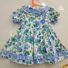 Load image into Gallery viewer, Vintage Blue Floral Gingham Dress 2t+
