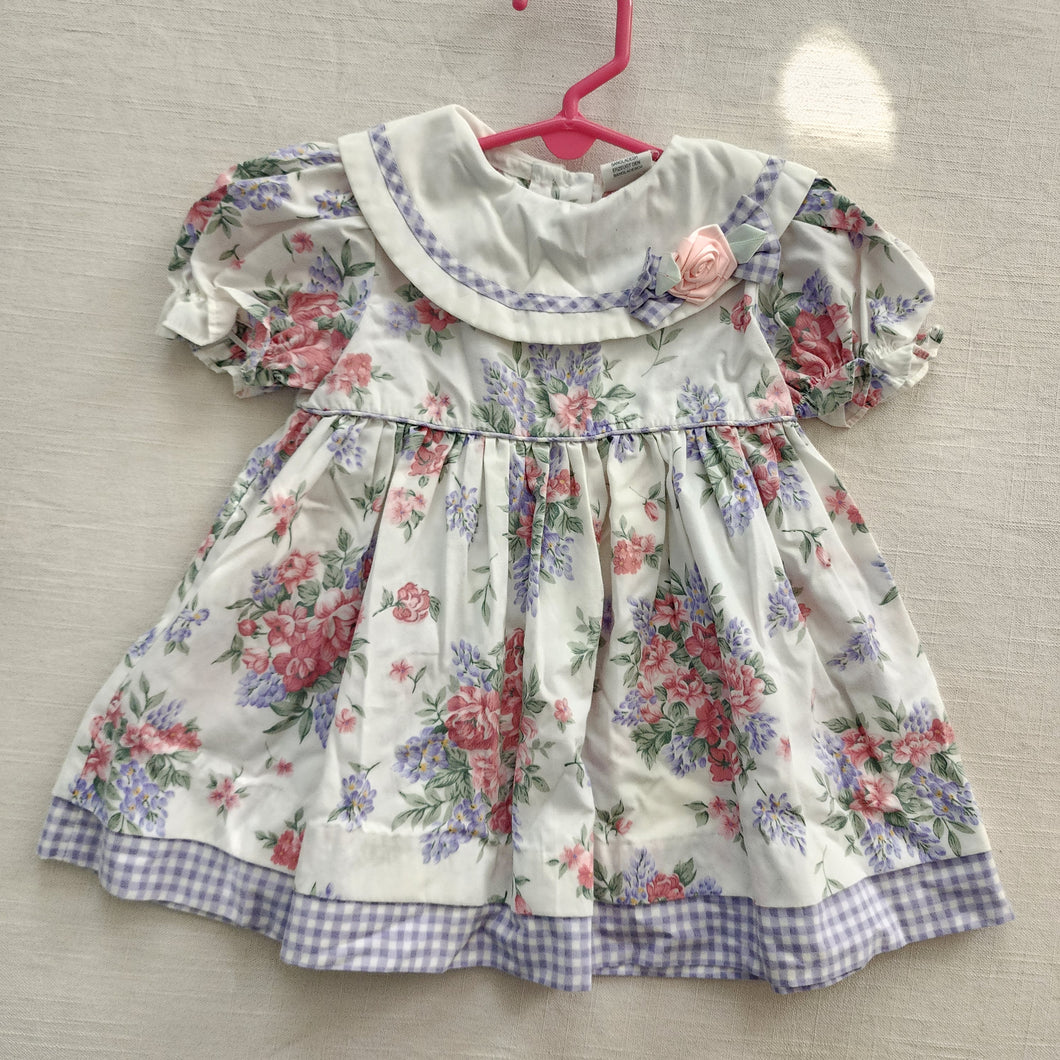 Vintage Floral Gingham Bibbed Dress 18 months