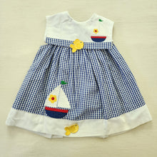 Load image into Gallery viewer, Vintage Samara Sailboat &amp; Fish Seersucker Dress 4t
