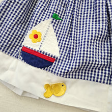 Load image into Gallery viewer, Vintage Samara Sailboat &amp; Fish Seersucker Dress 4t
