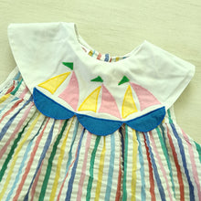 Load image into Gallery viewer, Vintage Sailboat Striped Seersucker Dress 4t
